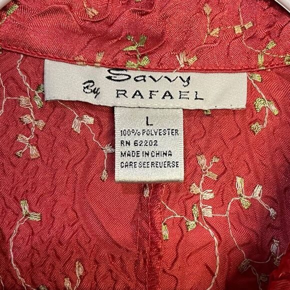 Savvy By Rafael Button Up Shirt Women's Large Pink Embroidered Floral Retro Boho - Picture 6 of 9